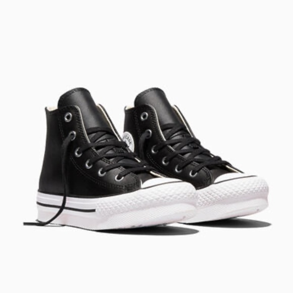 Converse Chuck Taylor All Star Lift Platform Leather High Top Women’s 6.5 Black - Picture 2 of 14